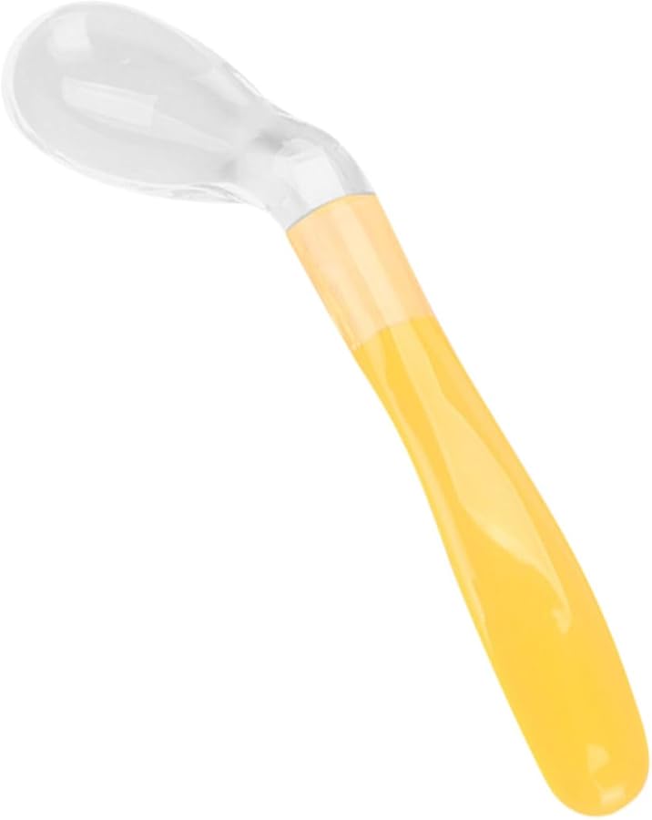 قطعتان من ملاعق التغذية السيليكونية الناعمة القابلة للثني باللونين الأحمر والأصفر، آمنة لتقديم الطعام الصلب للأطفال - Image 2